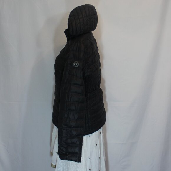 CALVIN KLEIN down blend packable puff Black hoodie jacket , women size large - Picture 4 of 10